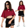 Classy Logo Oversized Crop Tee - maroon