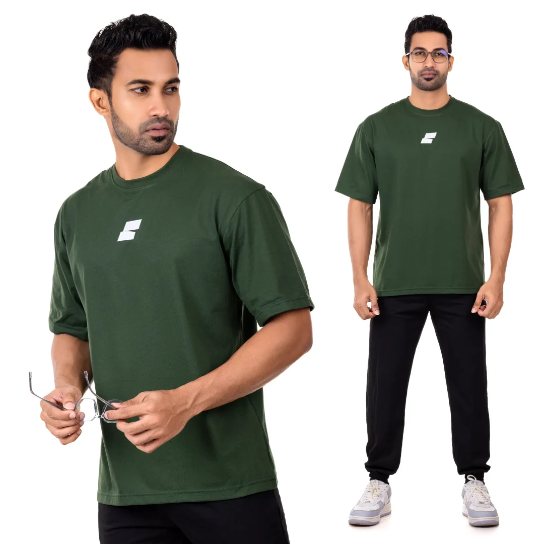 Classy Logo Oversized T-shirt Men – Dark Green