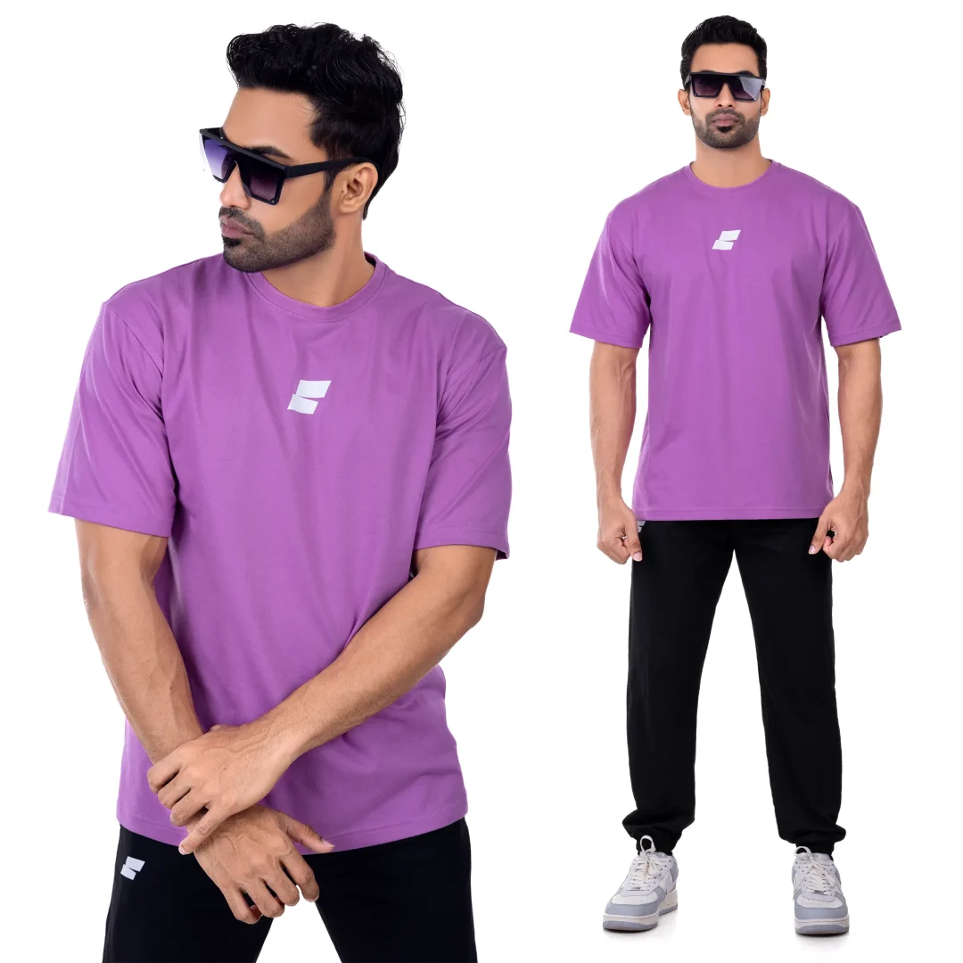 Classy Logo Oversized T-shirt Men – Purple