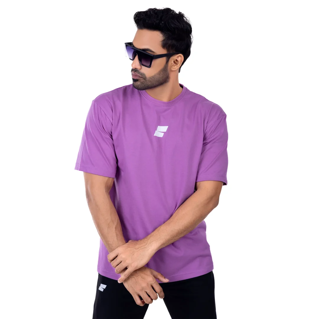 Classy Logo Oversized T-shirt Men – Purple - Image 3