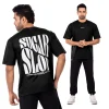 Dripped Oversized T-shirt Men - Black