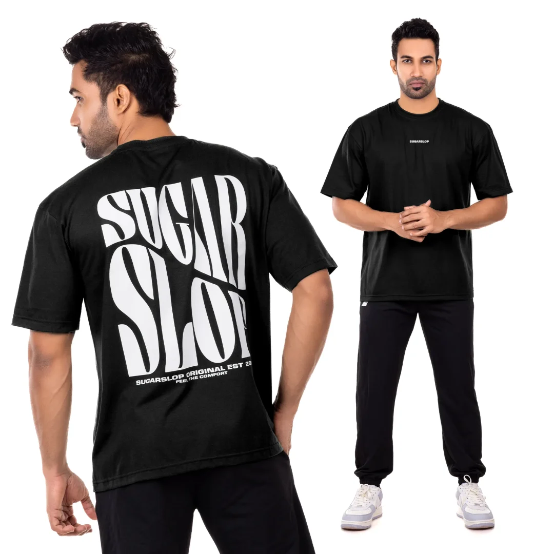 Dripped Oversized T-shirt Men - Black