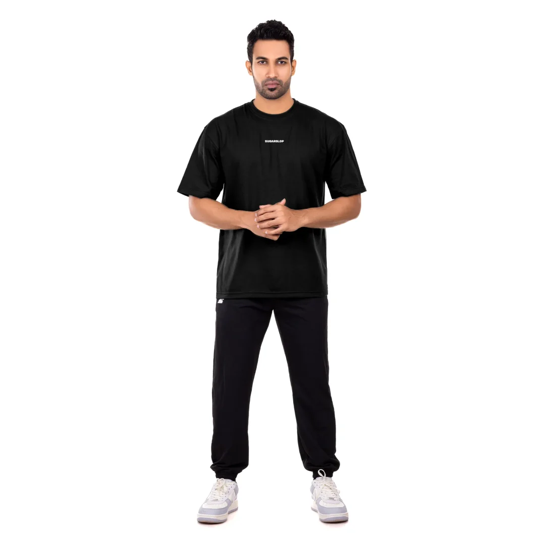 Dripped Oversized T-shirt Men - Black - Image 3