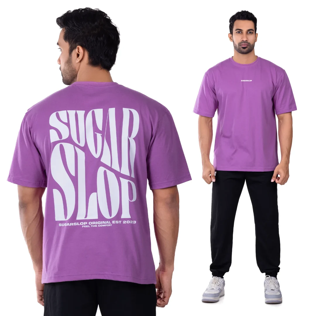 Dripped Oversized T-shirt Men - Purple