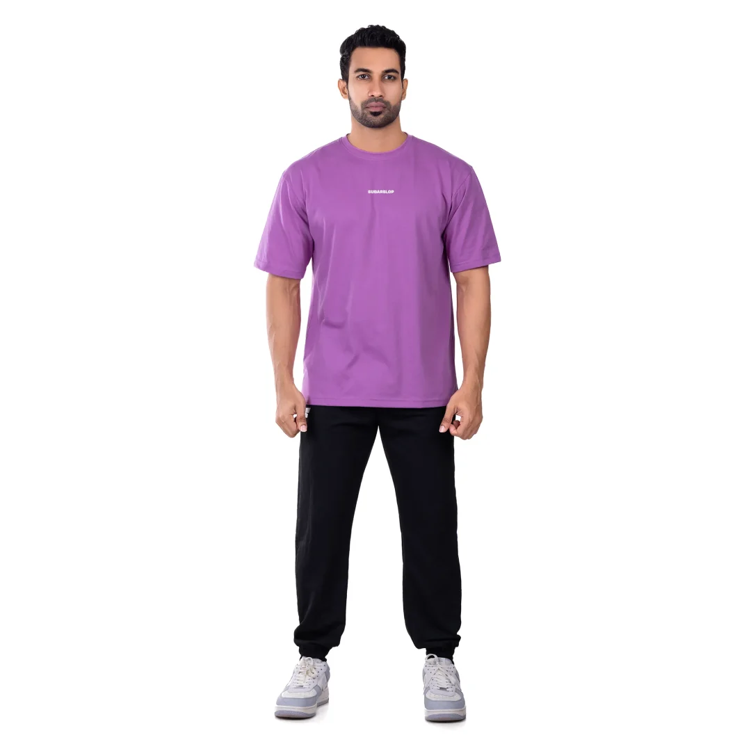 Dripped Oversized T-shirt Men - Purple - Image 4