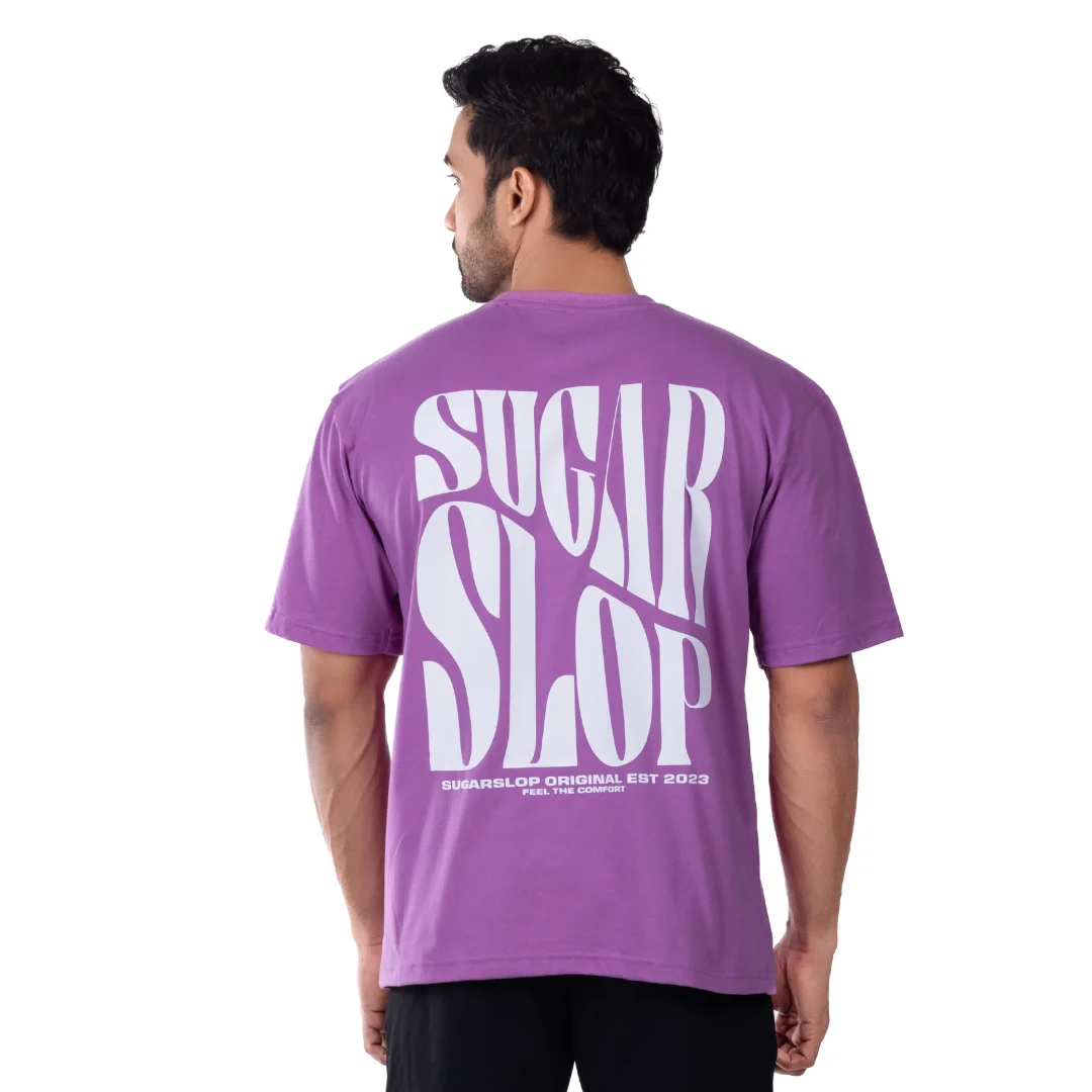 Dripped Oversized T-shirt Men - Purple - Image 3