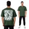 Dripped Oversized T-shirt Men - Dark Green