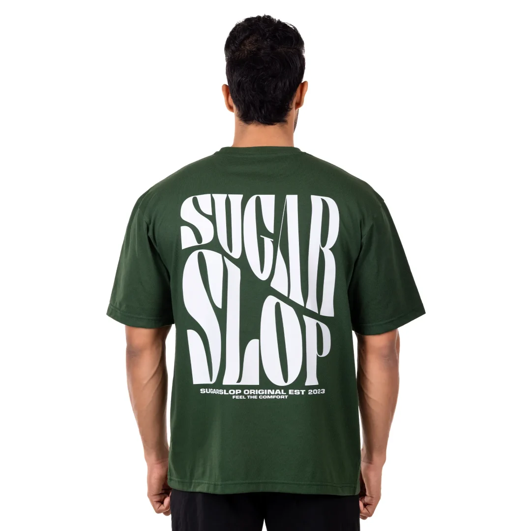 Dripped Oversized T-shirt Men - Dark Green - Image 3